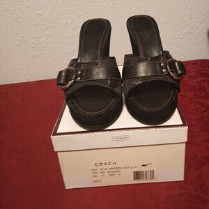 Coach Monogrammed Meredith Wedges - Suede & Leather - 7 1/2
